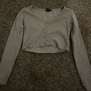 Forever 21 long sleeve gray button up